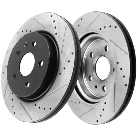 Motorbymotor MotorbyMotor Front Brake Rotors 281mm Drilled & Slotted 12067049(2Pack) BRF12067049BK